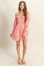 Pink Spaghetti Strap Mini Dress with Buttons and Pockets