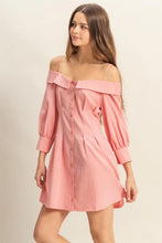 Pink Spaghetti Strap Mini Dress with Buttons and Pockets