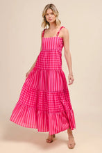 Pink Tiered Maxi Dress with Colorful Chain Strap