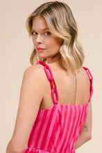 Pink Tiered Maxi Dress with Colorful Chain Strap Casual Dresses