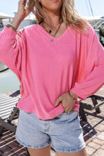 Pink Striped Off Shoulder Long Sleeve Top for Women