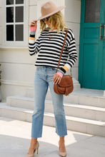 Pink Striped Sweater with Long Sleeve Length and Round Neck