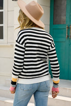 Pink Striped Sweater with Long Sleeve Length and Round Neck