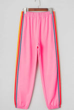 Pink Sweatpants with Rainbow Side Stripes for Women
