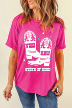 Pink T-Shirt with Cowboy Boot Graphic for Women Hot Pink