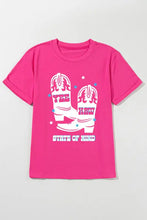 Pink t-shirt with cowboy boot graphic in basic style for women