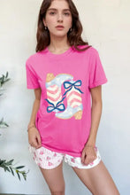 Pink T-Shirt with Cowboy Boot Graphic for Women Woman T Shirts