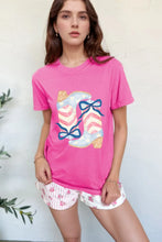 Pink T-Shirt with Cowboy Boot Graphic for Women