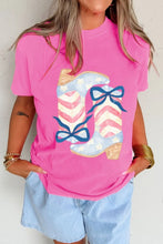 Pink T-Shirt with Cowboy Boot Graphic for Women