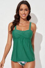 Pink Tankini Swimsuit with Removable Padding and Mid Waist Fit Green