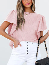 Pink Textured Flutter Sleeve Top for Women Blush Pink