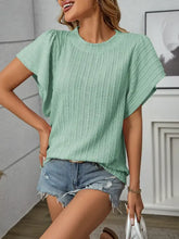 Pink Textured Flutter Sleeve Top for Women Gum Leaf Woman T Shirts