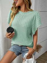 Pink Textured Flutter Sleeve Top for Women Woman T Shirts