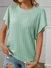 Pink Textured Flutter Sleeve Top for Women Woman T Shirts
