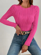 Pink Textured Long Sleeve Top for Women Woman T Shirts