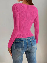 Pink Textured Long Sleeve Top for Women Woman T Shirts