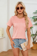 Pink Textured Ruched Short Sleeve Top for Women Watermelon pink