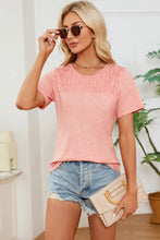 Pink Textured Ruched Short Sleeve Top for Women