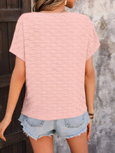 Pink Textured Short Sleeve Blouse for Women