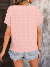 Pink Textured Short Sleeve Blouse for Women Woman T Shirts