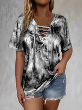 Pink Tie Dye Lace Up T Shirt for Women