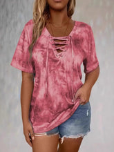Pink Tie Dye Lace Up T Shirt for Women