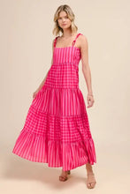 Pink Tiered Maxi Dress with Colorful Chain Strap Casual Dresses