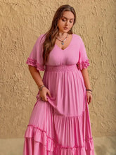 Pink Tiered Ruffle Maxi Dress Maxi Dresses
