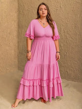 Pink Tiered Ruffle Maxi Dress Maxi Dresses