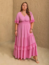Pink Tiered Ruffle Maxi Dress Maxi Dresses