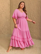 Pink Tiered Ruffle Maxi Dress Maxi Dresses