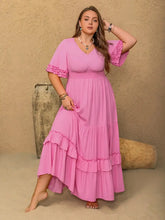Pink Tiered Ruffle Maxi Dress Maxi Dresses