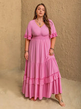 Pink Tiered Ruffle Maxi Dress Maxi Dresses