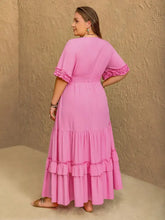 Pink Tiered Ruffle Maxi Dress Maxi Dresses
