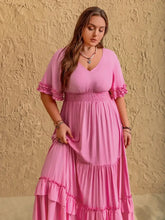 Pink Tiered Ruffle Maxi Dress Maxi Dresses