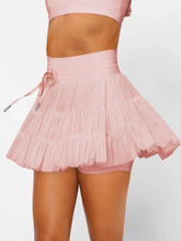 Pink Tiered Ruffle Mini Skort with Built-In Shorts Dusty Pink