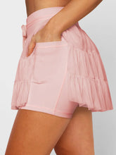Pink Tiered Ruffle Mini Skort with Built-In Shorts