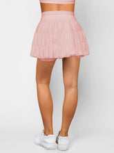 Pink Tiered Ruffle Mini Skort with Built-In Shorts