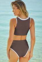 Pink Two-Piece Swimsuit with High Waist and Regular Hem Width