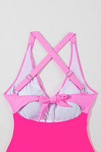 Pink Two Tone Swim Dress with Criss Cross Straps