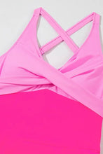 Pink Two Tone Swim Dress with Criss Cross Straps Swimwear
