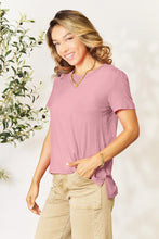 Pink V-Neck T-Shirt for Women Slightly Stretchy Fabric Machine Washable Dusty Pink