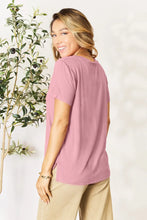 Pink V-Neck T-Shirt for Women Slightly Stretchy Fabric Machine Washable