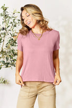 Pink V-Neck T-Shirt for Women Slightly Stretchy Fabric Machine Washable