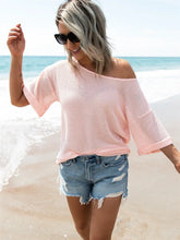 Pink Waffle Knit Off the Shoulder Top for Women Blush Pink