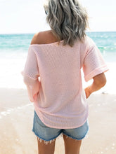 Pink Waffle Knit Off the Shoulder Top for Women