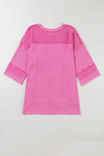 Pink Waffle Knit Short Sleeve Tunic with Pocket