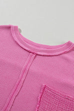 Pink Waffle Knit Short Sleeve Tunic with Pocket