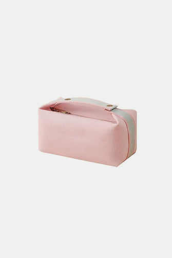 Pink Waterproof Canvas Travel Cosmetic Bag with Gray Strap and Handle Pink One Size