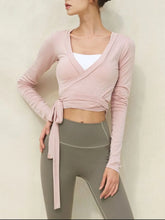 Pink Wrap Front Long Sleeve Top for Women Blush Pink
